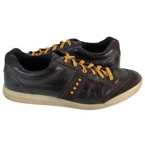 Ecco‎ Leather Spikeless Golf Shoes Brown Lace Up Sneakers Size 47